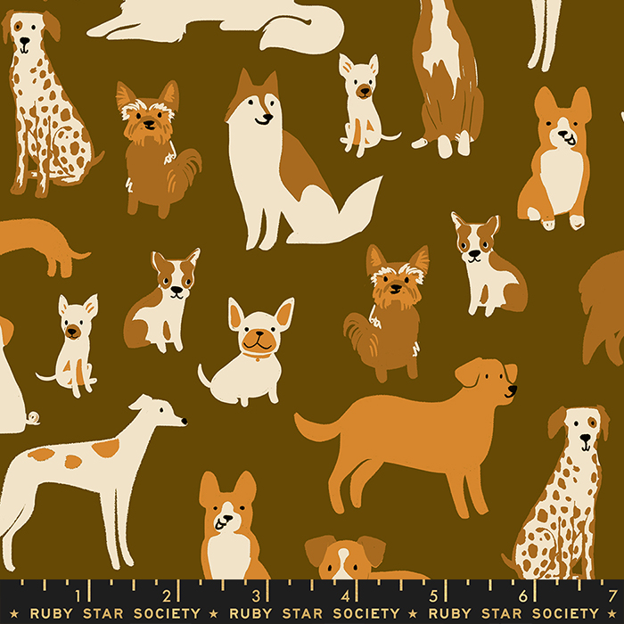 Dog Park Dog Medley Cocoa | Sarah Watts for Ruby Star Society | Moda Fabrics | RS2094 15 | Sold in 1/2 Yd