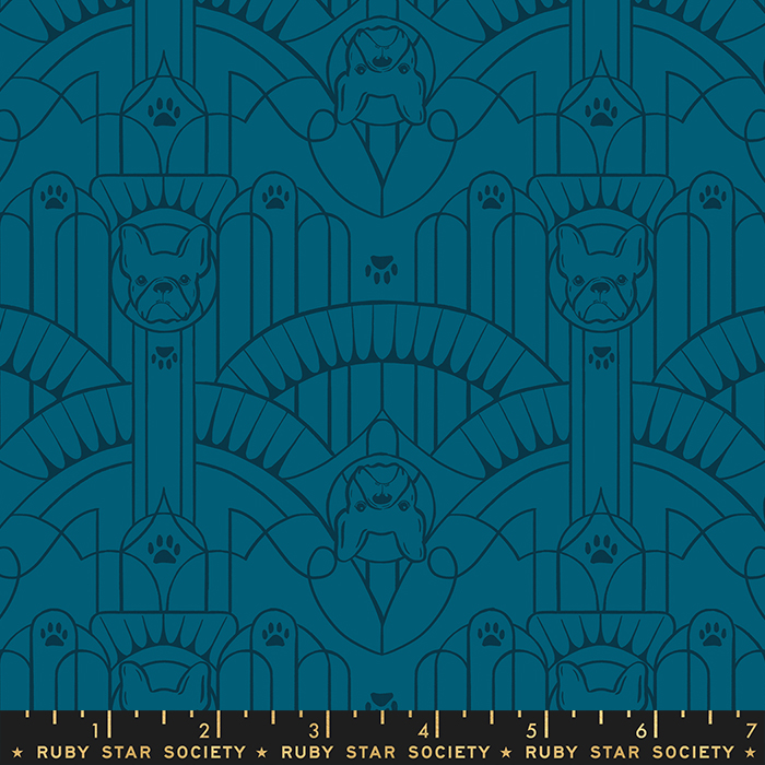 Dog Park Deco Pup Teal | Sarah Watts for Ruby Star Society | Moda Fabrics | RS2097 15 | Sold in 1/2 Yd