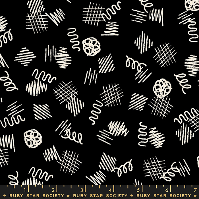 Achroma Scribble Black | Ruby Star Society | Moda Fabrics | RS5102 15 | Sold in 1/2 Yd