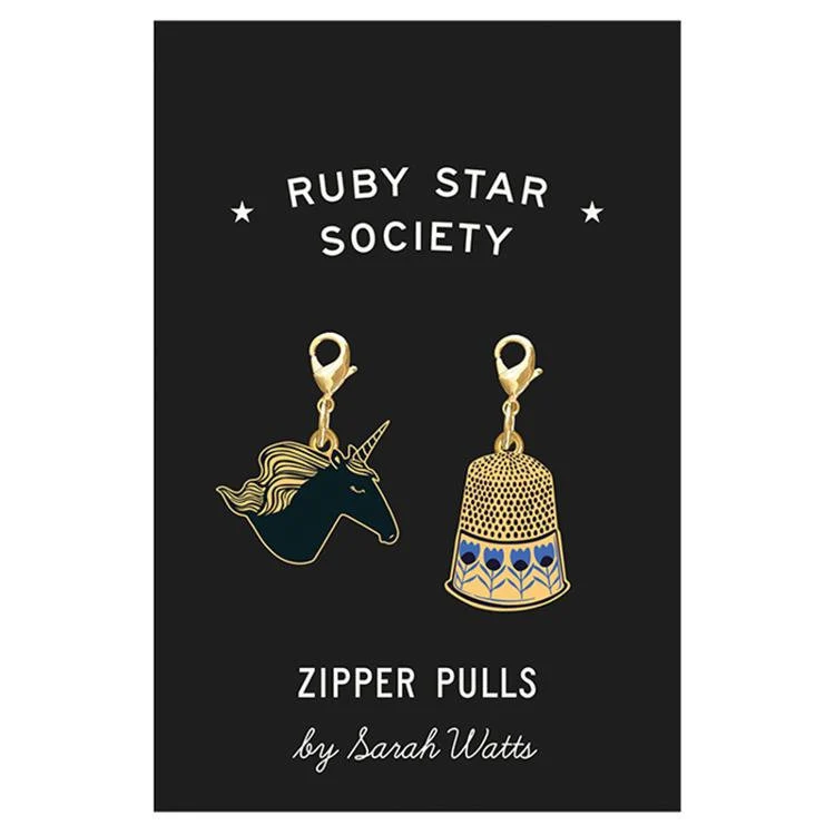 Unicorn and Thimble Zipper Pulls 2 ct | Sarah Watts | Ruby Star Society | RS7040